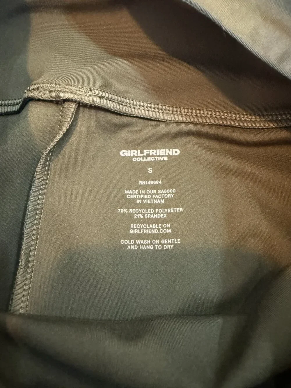 Girlfriend Collective High Rise Leggings Olive Green Size Small Activewear